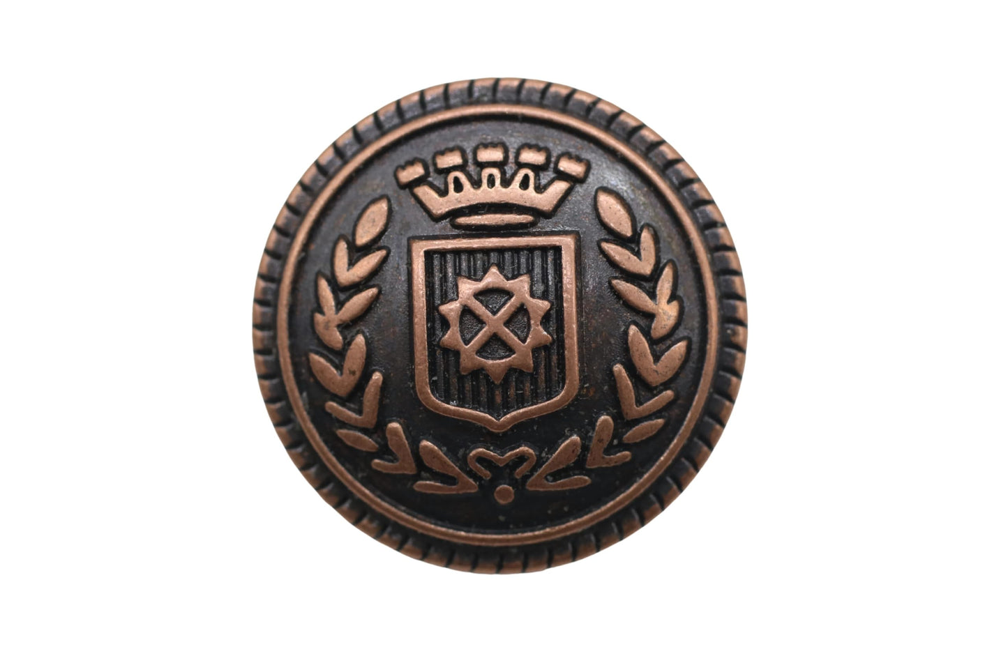 Bronze Metal Shank Buttons - 12 Pcs - 3 Size Options - Crown Floral Round Metal Shank Buttons for Men Women Blazer Coat Uniform Shirt Suit and Jacket Sewing Craft DIY N16703