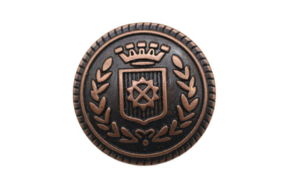 Bronze Metal Shank Buttons - 12 Pcs - 3 Size Options - Crown Floral Round Metal Shank Buttons for Men Women Blazer Coat Uniform Shirt Suit and Jacket Sewing Craft DIY N16703