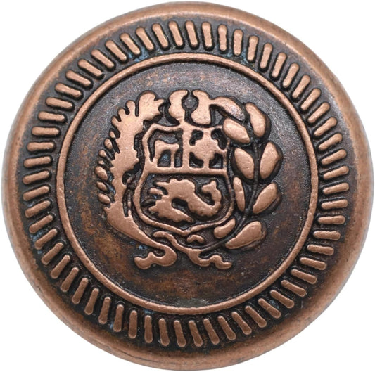 Antique Copper Metal Shank Buttons - 12 Pcs - 3 Size Options - Floral Round Metal Shank Buttons Vintage for Men Women Blazer Coat Uniform Shirt Suit and Jacket Sewing Craft DIY N19703