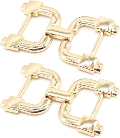 Metal Shoe Buckle - 2.62 Inch (66mm) - 2 Pcs - Gold Metal Shoe Buckle Shoelace Clips Metal Hinged Equestrian Buckles For Craft & Sewing Project BG2102