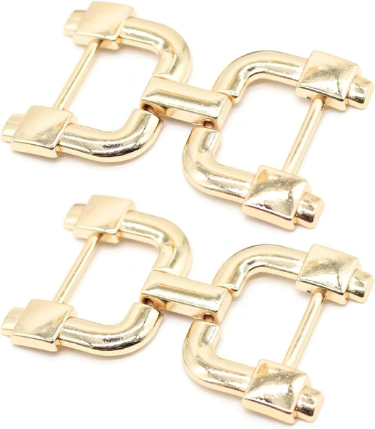Metal Shoe Buckle - 2.62 Inch (66mm) - 2 Pcs - Gold Metal Shoe Buckle Shoelace Clips Metal Hinged Equestrian Buckles For Craft & Sewing Project BG2102