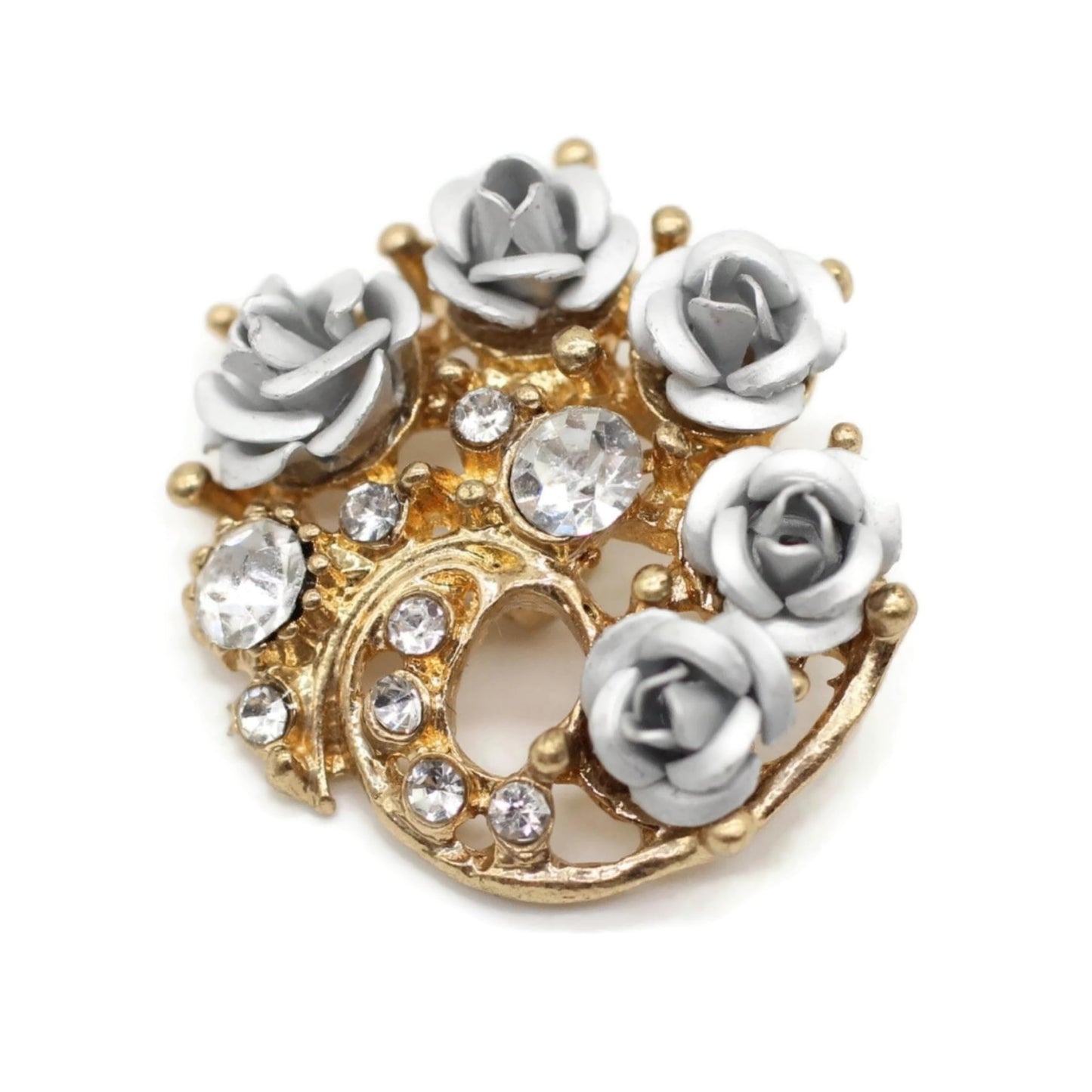 Luxury Rhinestone Rose Floral Gold Metal Shank Buttons - 33 Pcs - Luxury Floral Rhinestone Rose Metal Shank Buttons for Men Women Blazer Coat Uniform Shirt Suit and Jacket Sewing Craft DIY LXFR9342…