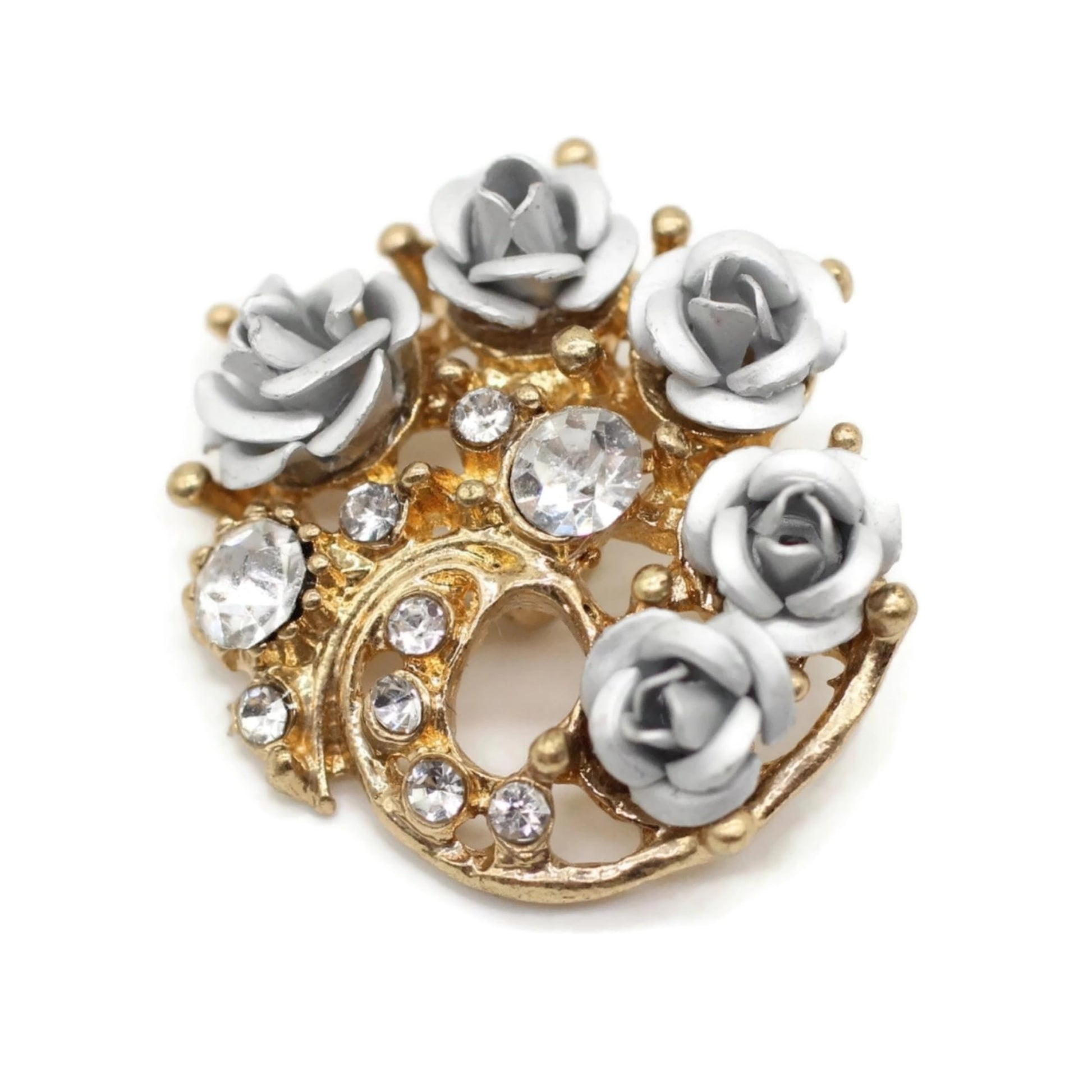 Luxury Rhinestone Rose Floral Gold Metal Shank Buttons - 33 Pcs - Luxury Floral Rhinestone Rose Metal Shank Buttons for Men Women Blazer Coat Uniform Shirt Suit and Jacket Sewing Craft DIY LXFR9342…