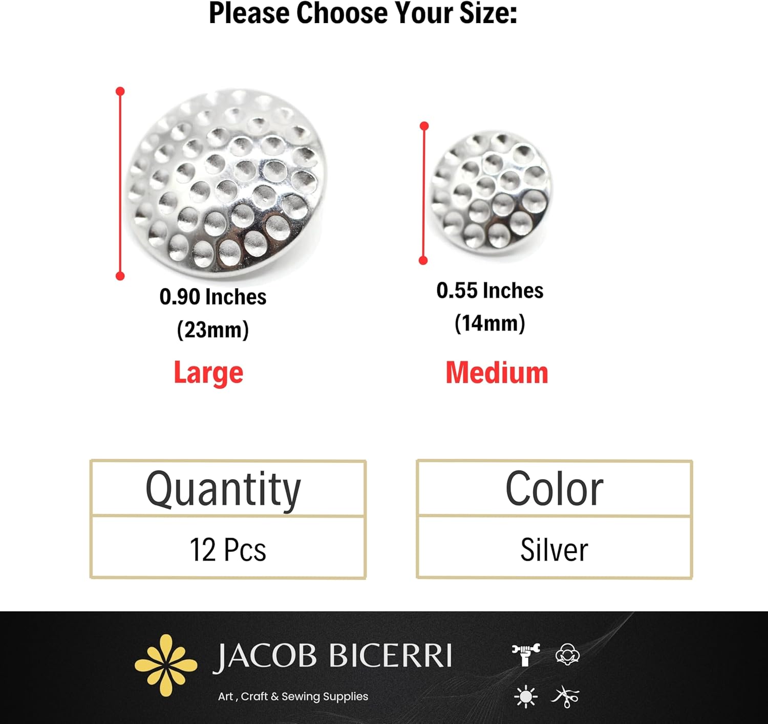 Flat Silver Metal Shank Buttons - 12 Pcs - 2 Size Options - Stone Nest Flat Round Wave Metal Shank Buttons for Men Women Blazer Coat Uniform Shirt Suit and Jacket Sewing Craft DIY N9101