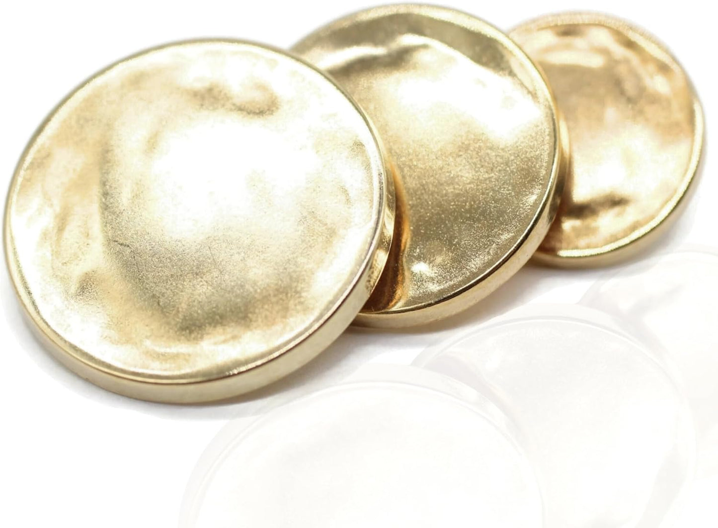 Beaten Gold Metal Shank Buttons - 12 Pcs - 3 Size Options - Luxury Flat Round Wave Metal Shank Buttons for Men Women Blazer Coat Uniform Shirt Suit and Jacket Sewing Craft DIY BW8232…