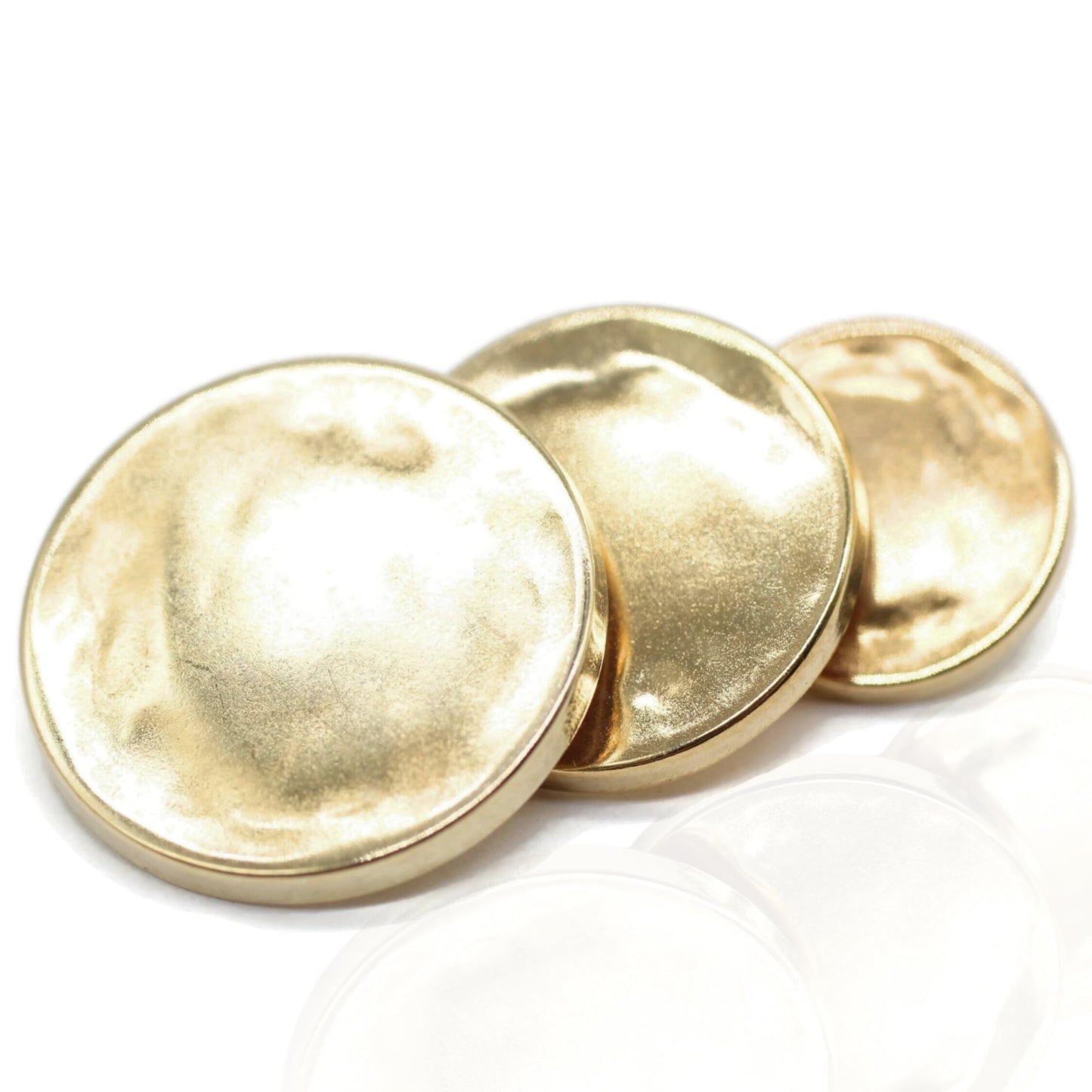 Beaten Gold Metal Shank Buttons - 12 Pcs - 3 Size Options - Luxury Flat Round Wave Metal Shank Buttons for Men Women Blazer Coat Uniform Shirt Suit and Jacket Sewing Craft DIY BW8232…