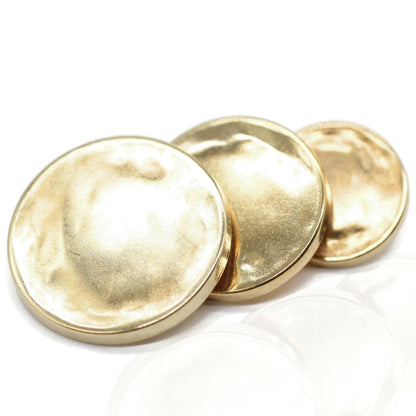 Beaten Gold Metal Shank Buttons - 12 Pcs - 3 Size Options - Luxury Flat Round Wave Metal Shank Buttons for Men Women Blazer Coat Uniform Shirt Suit and Jacket Sewing Craft DIY BW8232…