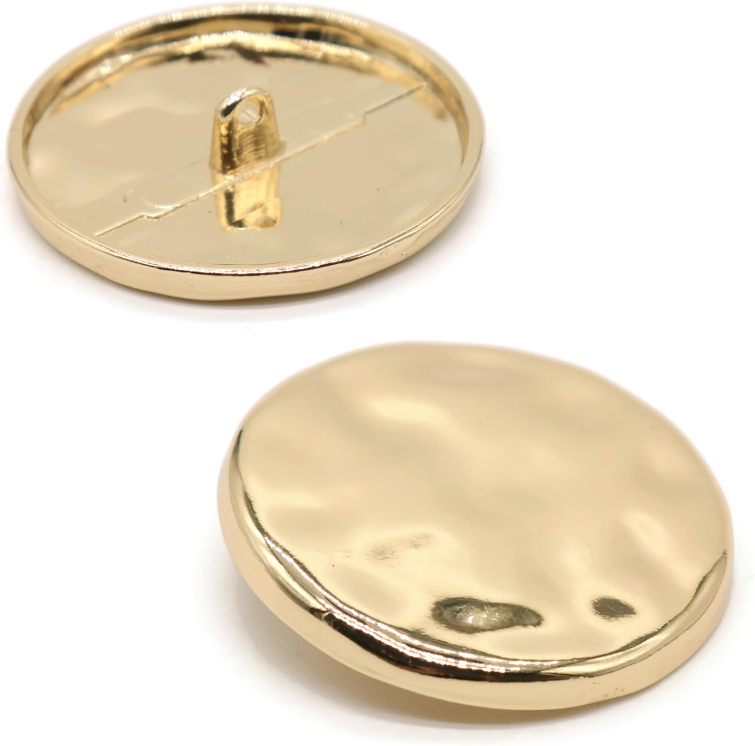 Wrinkle Gold Metal Shank Buttons - 6 Pcs - Luxury Wave Wrinkle Round Metal Shank Buttons for Men Women Blazer Coat Uniform Shirt Suit and Jacket Sewing Craft DIY E0601