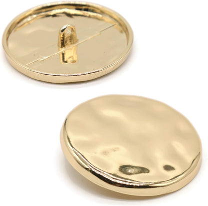 Wrinkle Gold Metal Shank Buttons - 6 Pcs - Luxury Wave Wrinkle Round Metal Shank Buttons for Men Women Blazer Coat Uniform Shirt Suit and Jacket Sewing Craft DIY E0601