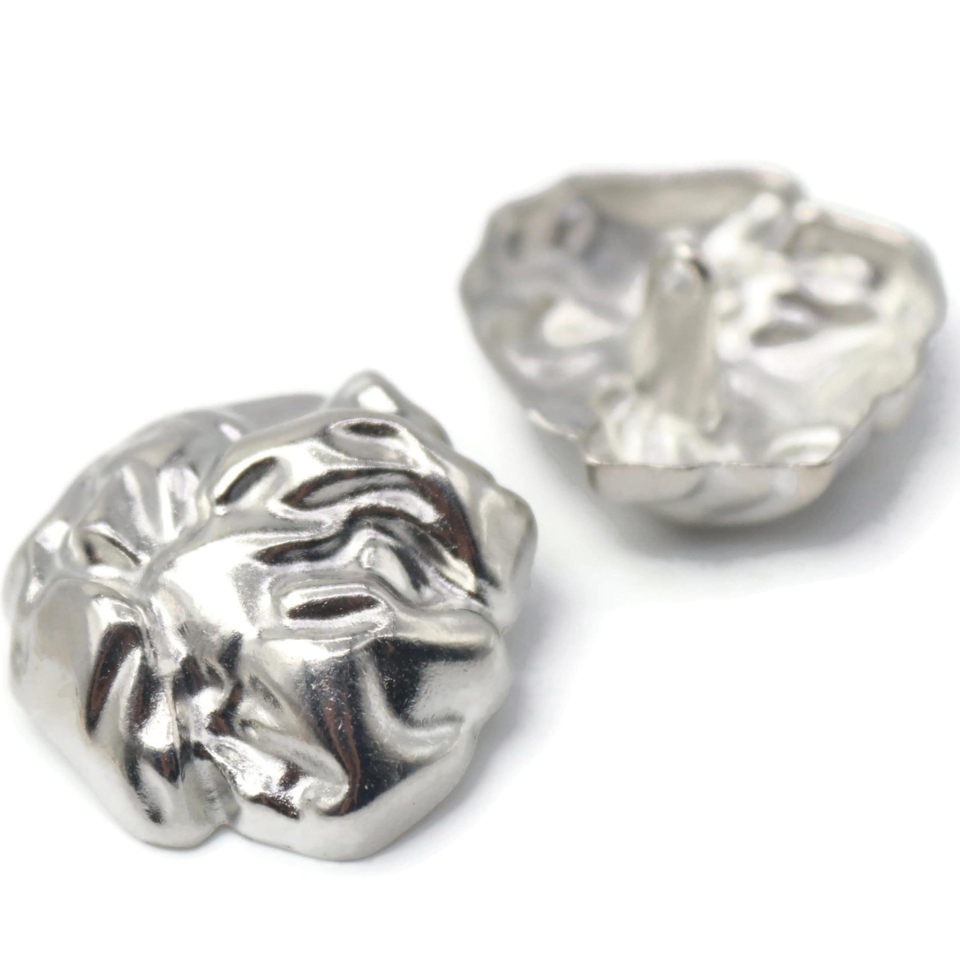 Silver Metal Shank Buttons - 12 Pcs - 2 Size Options - Wrinkle Irregular Metal Shank Buttons or Men Women Blazer Coat Uniform Shirt Suit and Jacket Sewing Craft DIY EM0202