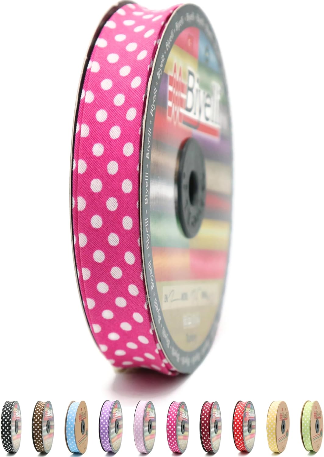 Cotton Fold Bias Binding Tape - 3/4 Inches (20mm) Wide - 27 Yards - Polka Dots Single Fold Cotton Fold Bias Binding Tape for Sewing Clothing DIY Fuchsia A21