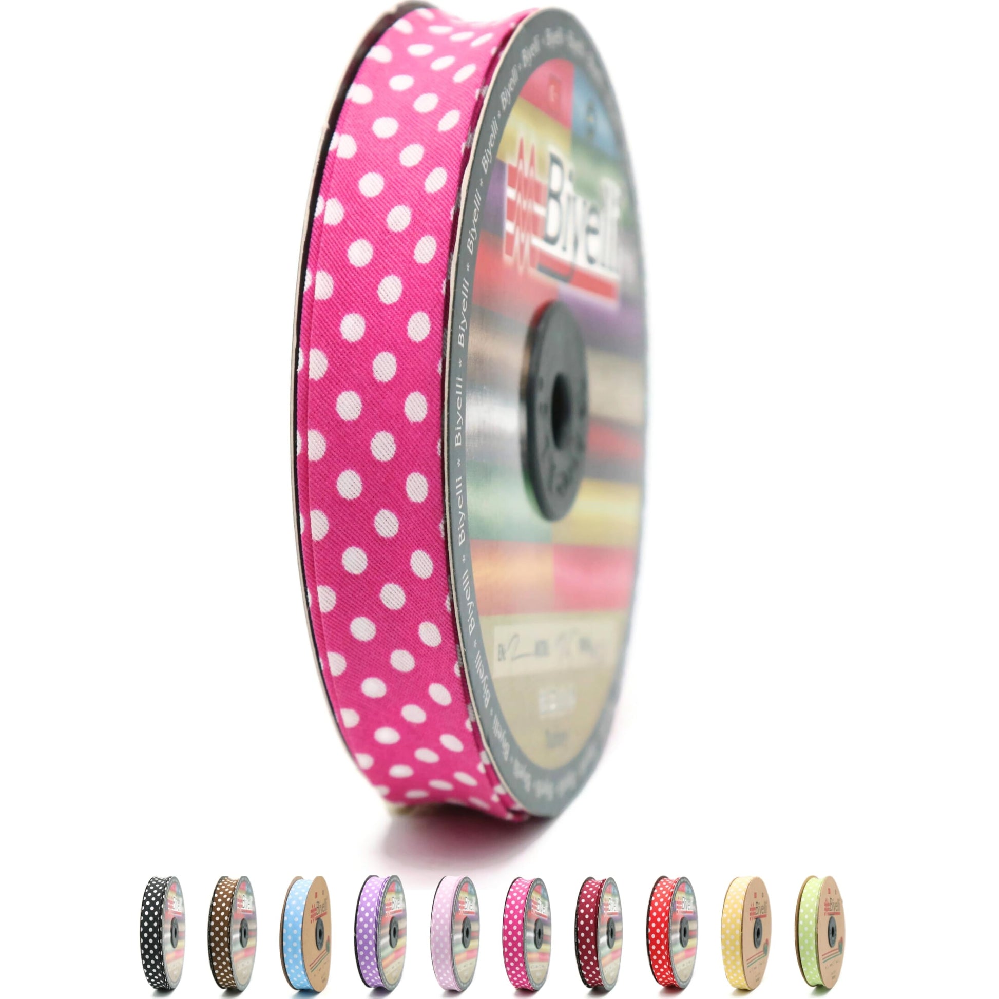 Cotton Fold Bias Binding Tape - 3/4 Inches (20mm) Wide - 27 Yards - Polka Dots Single Fold Cotton Fold Bias Binding Tape for Sewing Clothing DIY Fuchsia A21