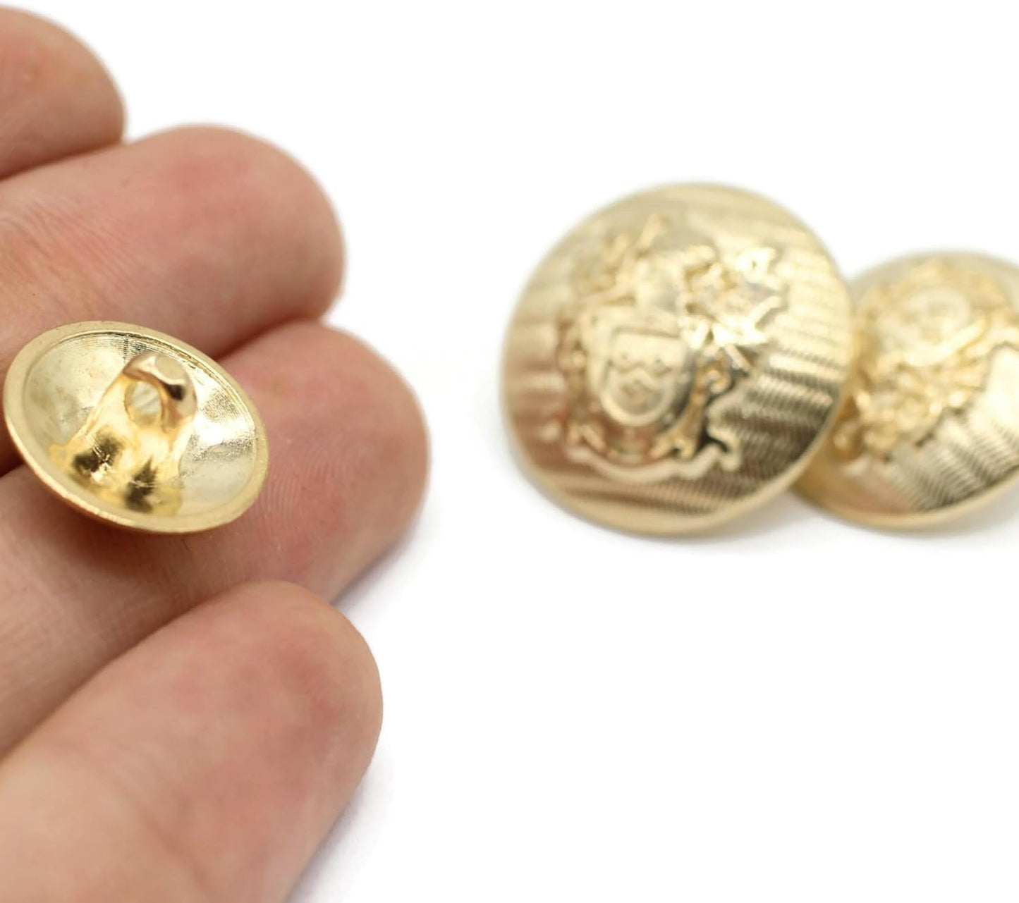 Gold Metal Shank Buttons - 12 Pcs - 3 Size Options - The Knight of Kingdom Round Metal Shank Buttons for Men Women Blazer Coat Uniform Shirt Suit and Jacket Sewing Craft DIY N4303