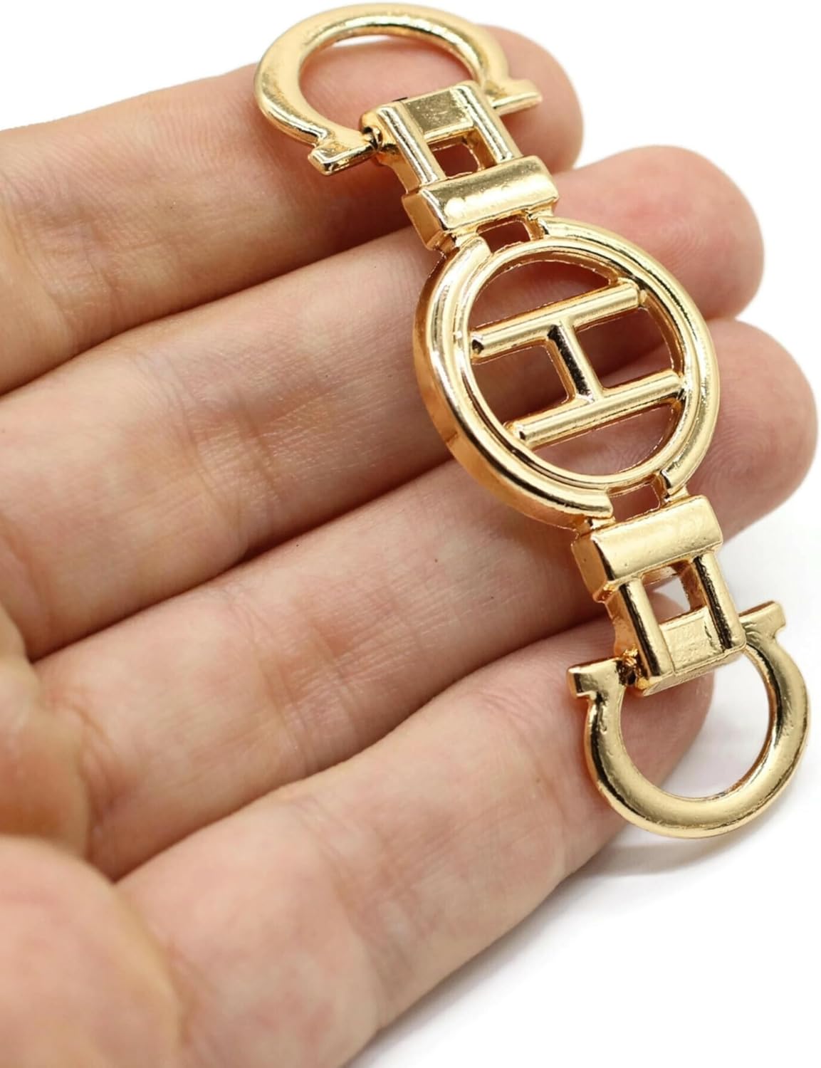 Shoe Buckle - 2.8 Inch (71mm) - 2 Pcs - Gold Metal Shoe Buckle Shoelace Clips Metal Hinged Equestrian Buckles For Craft & Sewing Project BG0602