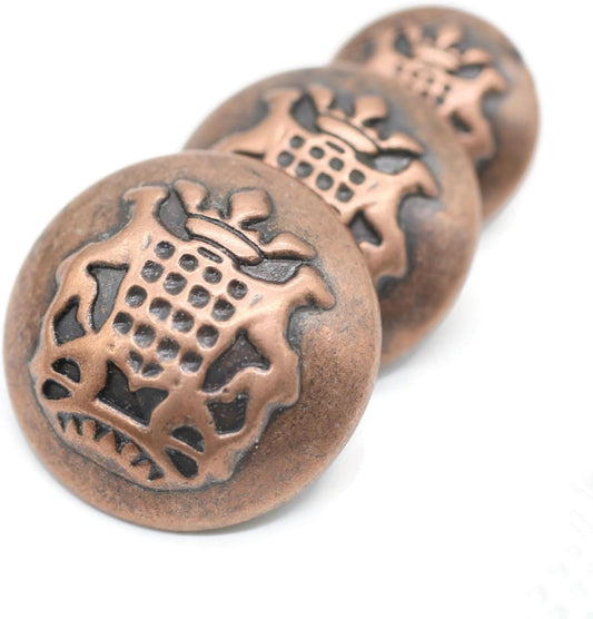 Antique Copper Metal Shank Buttons - 12 Pcs - 3 Size Options - Round Metal Shank Buttons Vintage for Men Women Blazer Coat Uniform Shirt Suit and Jacket Sewing Craft DIY N21003