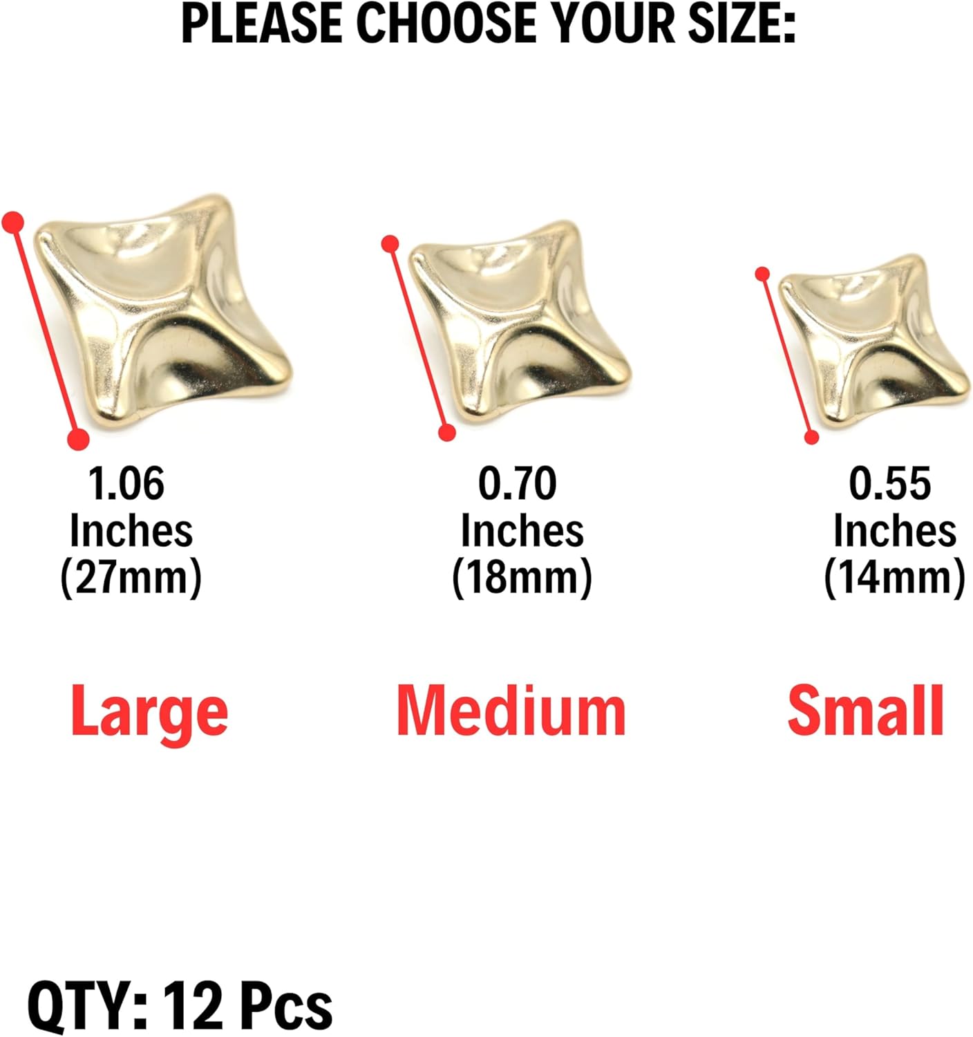 Gold Metal Shank Buttons - 12 Pcs - Square Irregular Metal Shank Buttons for Men Women Blazer Coat Uniform Shirt Suit and Jacket Sewing Craft DIY E0703S