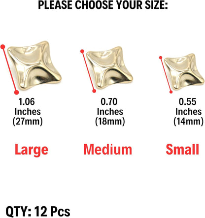 Gold Metal Shank Buttons - 12 Pcs - Square Irregular Metal Shank Buttons for Men Women Blazer Coat Uniform Shirt Suit and Jacket Sewing Craft DIY E0703S