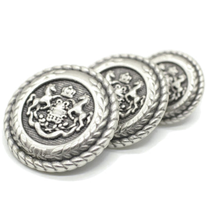 Silver Metal Shank Buttons - 12 Pcs - 3 Size Options - Twin Horse Round Metal Shank Buttons for Men Women Blazer Coat Uniform Shirt Suit and Jacket Sewing Craft DIY N7301