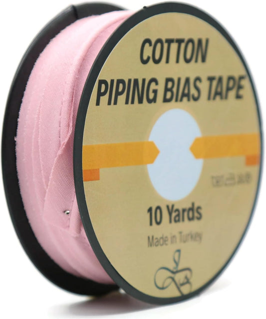 Piping Trim Bias Tape with Cord - 10 Yards - 65+ Colors - 1/2 Inch Decorative Sewing Trim for Upholstery Cushions Home Décor Crafting Clothing - Durable Cotton - Memphis Belle ID28