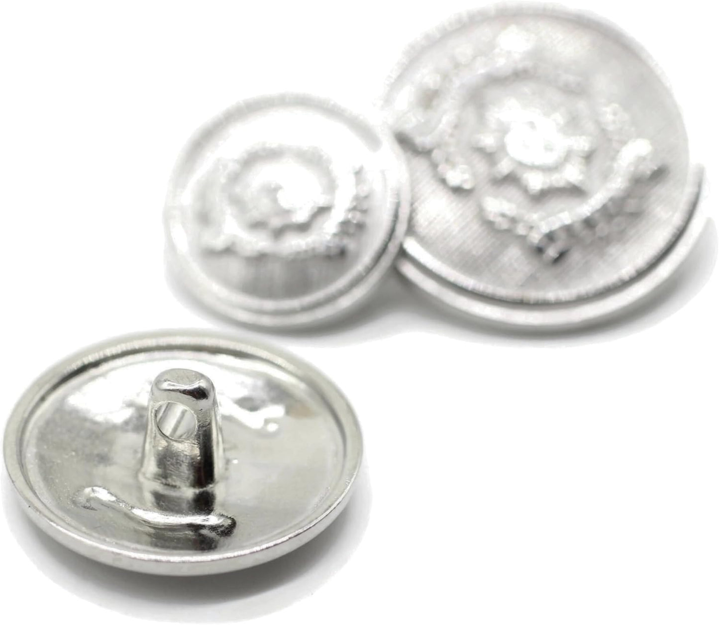 Silver Metal Shank Buttons - 12 Pcs - 3 Size Options - The Guards of Kingdom Round Metal Shank Buttons for Men Women Blazer Coat Uniform Shirt Suit and Jacket Sewing Craft DIY N6002