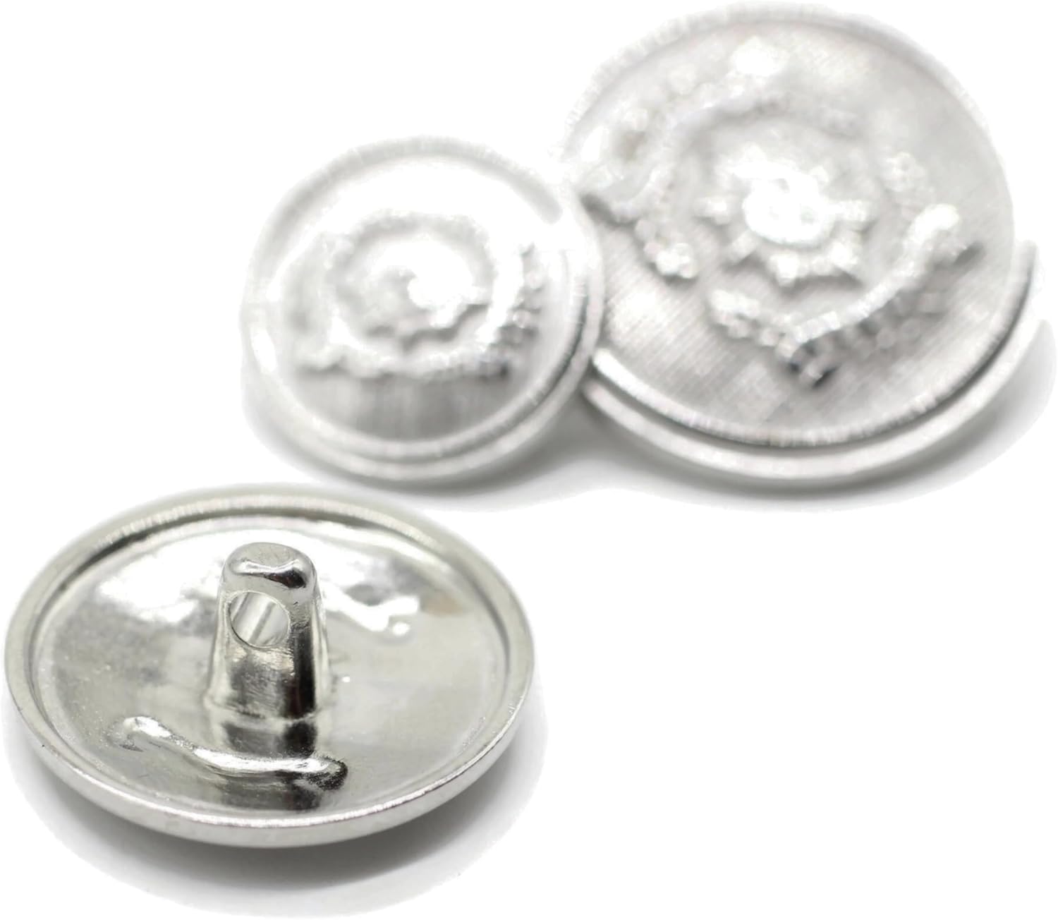 Silver Metal Shank Buttons - 12 Pcs - 3 Size Options - The Guards of Kingdom Round Metal Shank Buttons for Men Women Blazer Coat Uniform Shirt Suit and Jacket Sewing Craft DIY N6002