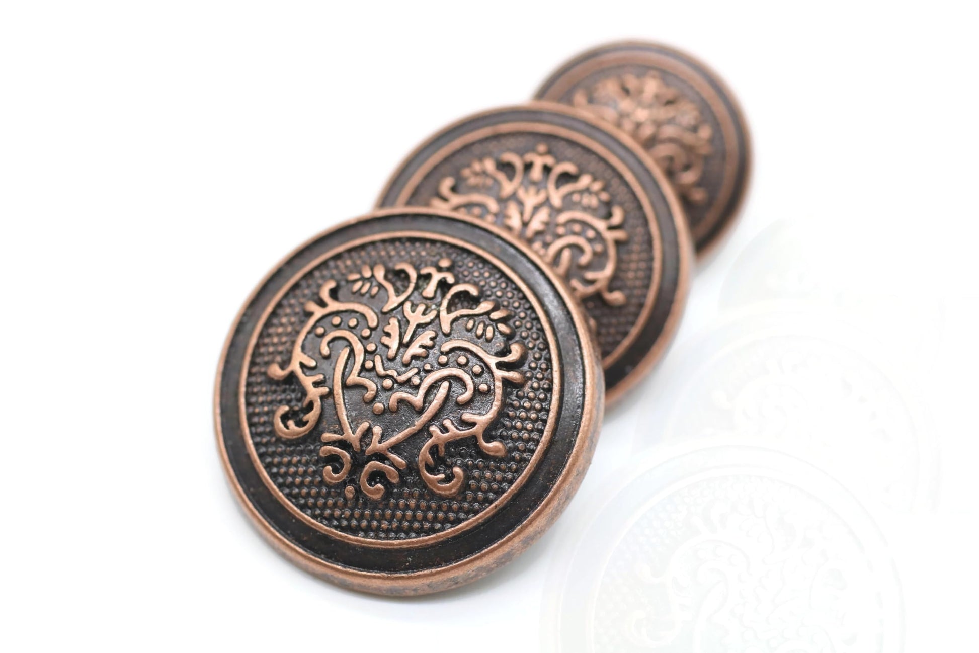 Bronze Metal Shank Buttons - 12 Pcs - 3 Size Options - Floral Round Metal Shank Buttons for Men Women Blazer Coat Uniform Shirt Suit and Jacket Sewing Craft DIY N17703