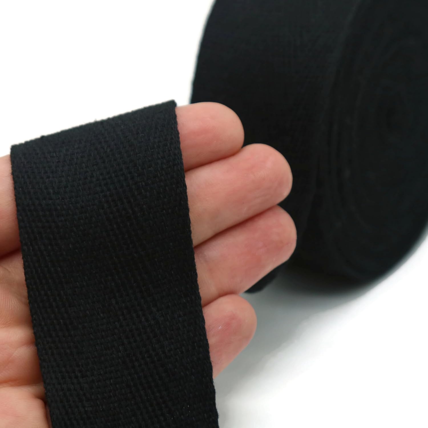 Cotton Twill Tape 1" & 1.5" & 2" - 10 Yards - 50+ Colors -%100 Natural Cotton 1 Inch 1.5 Inch 2 Inch Herringbone Bias Binding Cotton Tape Trim for Sewing Wrapping Craft DIY Black 10514