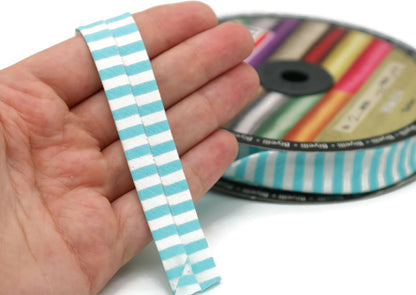 Cotton Fold Bias Binding Tape - 3/4 Inches (20mm) Wide - 27 Yards - Plaid Single Fold Cotton Fold Bias Binding Tape for Sewing Clothing DIY Turquoise F9