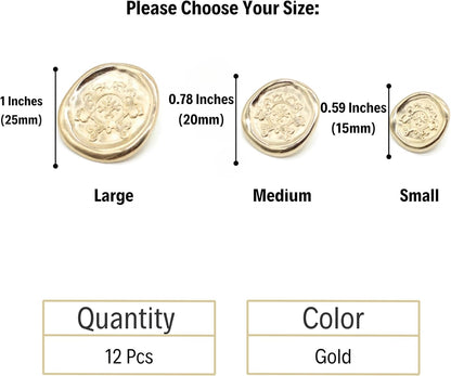 Gold Metal Shank Buttons - 12 Pcs - 3 Size Options - Antique Kingdom Round Metal Shank Buttons for Men Women Blazer Coat Uniform Shirt Suit and Jacket Sewing Craft DIY N2503