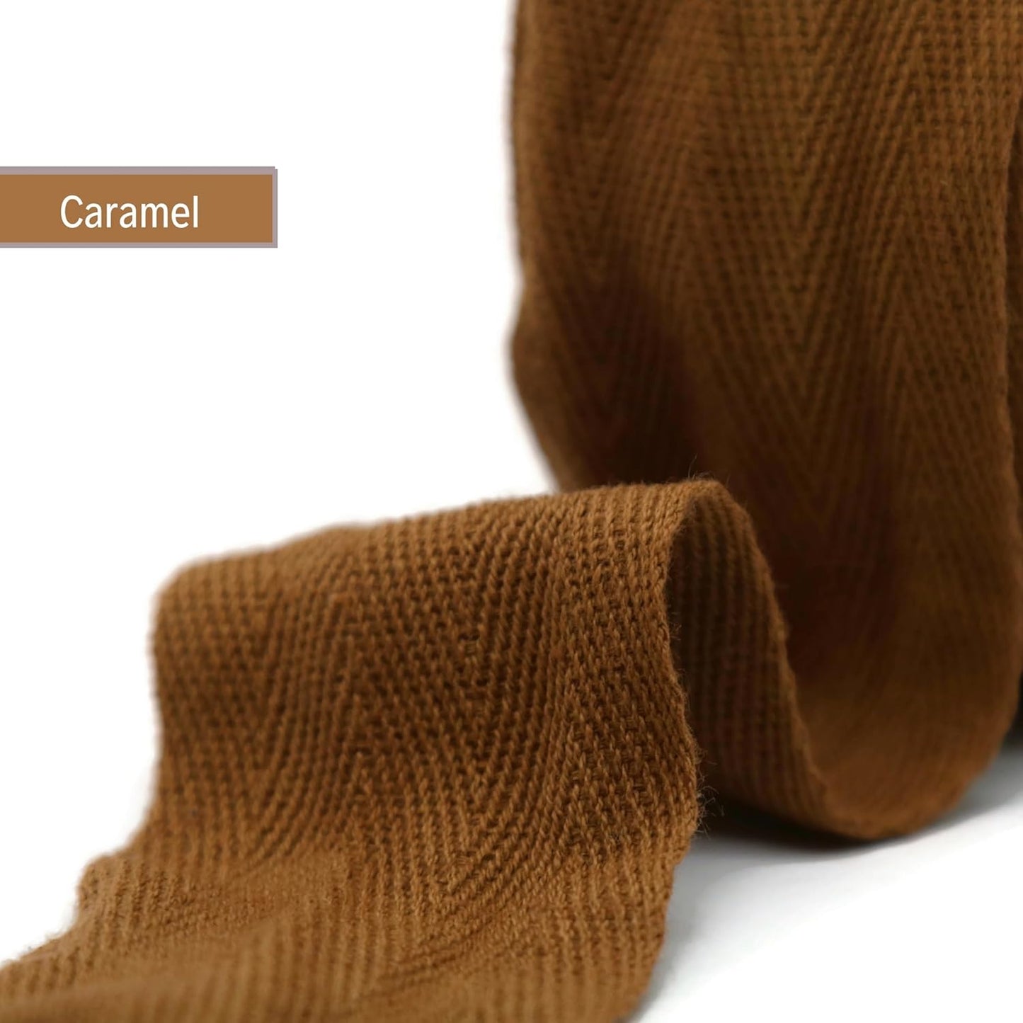 2" & 1.5" & 1.18' & 1" Cotton Herringbone Bias Binding Tape - 10 Yards - Caramel - 100% Natural Cotton - Sewing, Wrapping, Craft, DIY