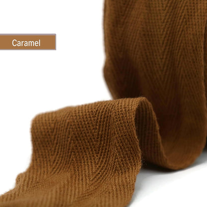 2" & 1.5" & 1.18' & 1" Cotton Herringbone Bias Binding Tape - 10 Yards - Caramel - 100% Natural Cotton - Sewing, Wrapping, Craft, DIY