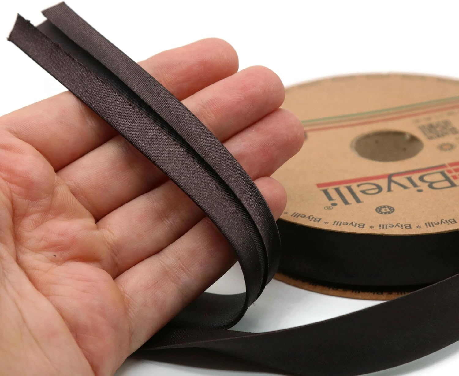 Fold Satin Bias Tape - 99+ Colors - 3/4 Inches Wide - 27 Yards - Fold Satin Binding Bias Ribbon Fabric Piping Bias Binding Tape for Sewing Clothing DIY (23. Coffee) BYS23