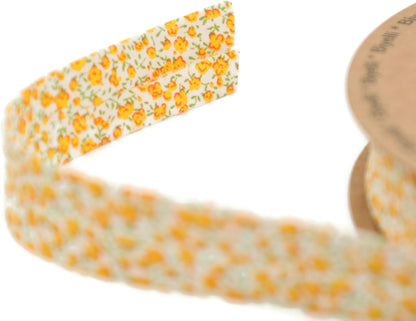 Cotton Fold Bias Binding Tape - 3/4 Inches (20mm) Wide - 27 Yards - Floral Single Fold Cotton Fold Bias Binding Tape for Sewing Clothing DIY Yellow A3