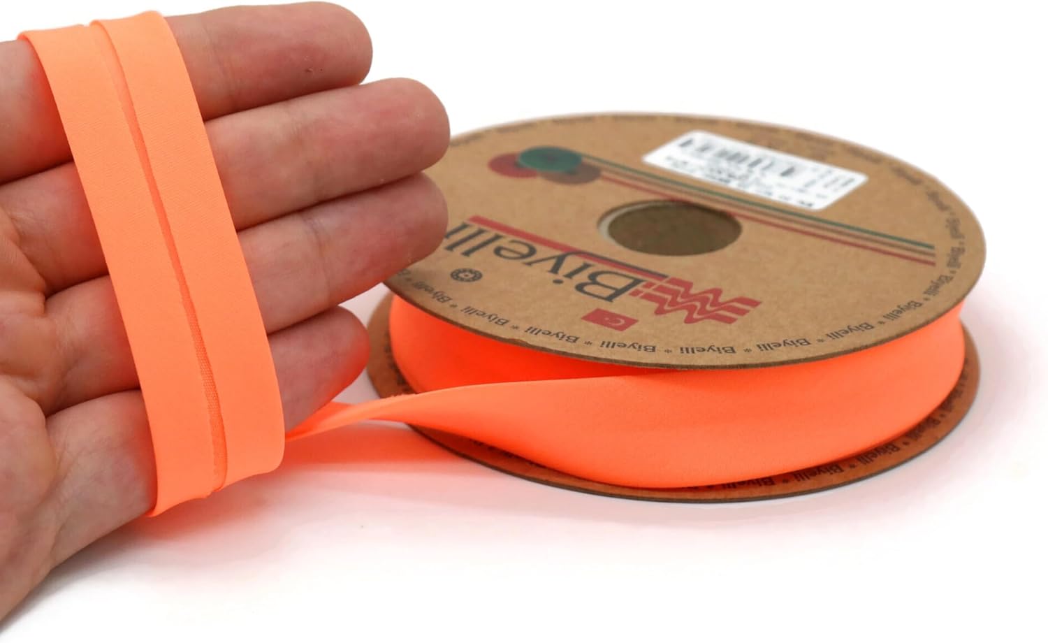Fold Neon Bias Binding Tape - 99+ Colors - 3/4 Inches Wide - 27 Yards - Fold Neon Binding Bias Ribbon Fabric Piping Bias Binding Tape for Sewing Clothing DIY Orange D100