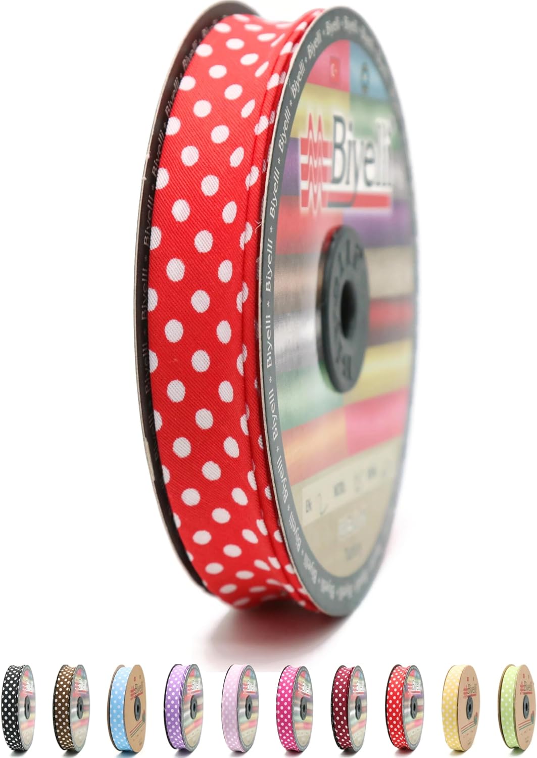 Cotton Fold Bias Binding Tape - 3/4 Inches (20mm) Wide - 27 Yards - Polka Dots Single Fold Cotton Fold Bias Binding Tape for Sewing Clothing DIY Red A17