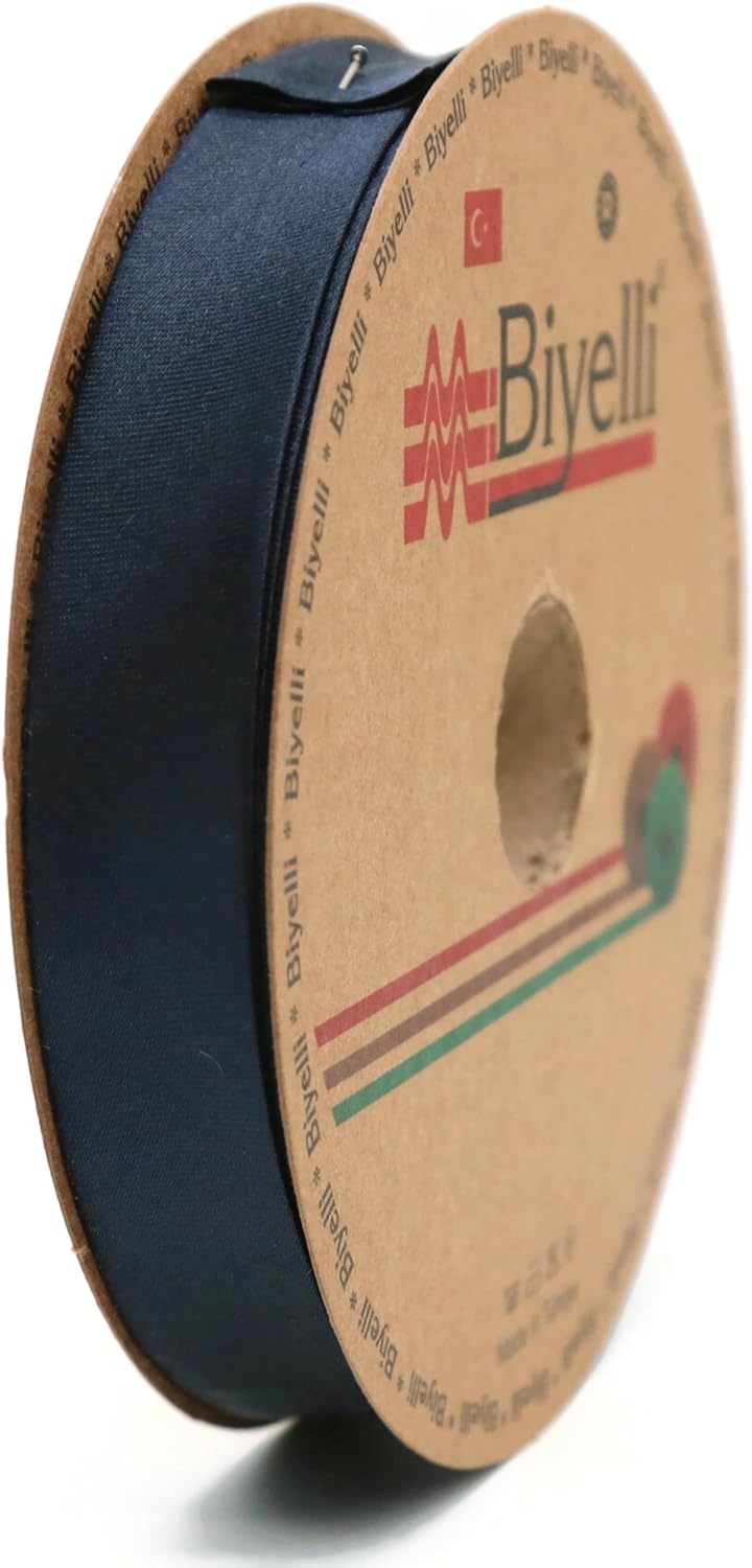 Fold Satin Bias Tape - 99+ Colors - 3/4 Inches Wide - 27 Yards - Fold Satin Binding Bias Ribbon Fabric Piping Bias Binding Tape for Sewing Clothing DIY Dark Blue BYS39