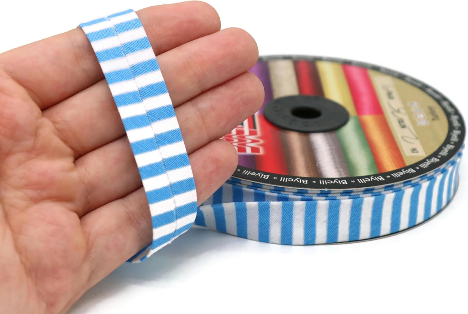 Cotton Fold Bias Binding Tape - 3/4 Inches (20mm) Wide - 27 Yards - Plaid Single Fold Cotton Fold Bias Binding Tape for Sewing Clothing DIY Blue F1