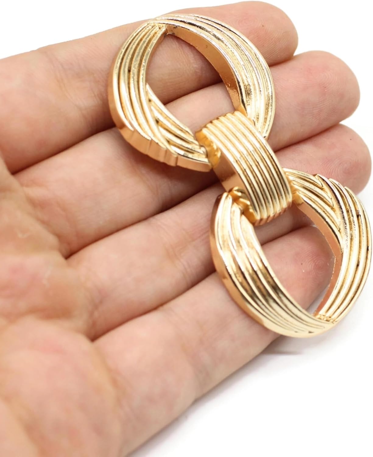 2.65 Inch (67mm) Gold Zinc Alloy Metal Shoe Buckle - 2 Pcs - Vintage, Western Style