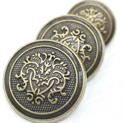 Gold Metal Shank Buttons - 12 Pcs - 3 Size Options - Floral Round Metal Shank Buttons for Men Women Blazer Coat Uniform Shirt Suit and Jacket Sewing Craft DIY N4501