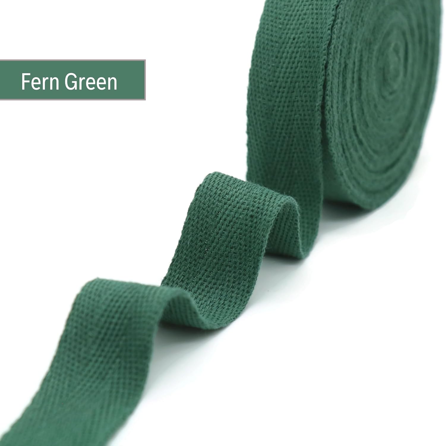 1" & 1.18" & 1.5' & 2" Cotton Herringbone Bias Binding Tape - 10 Yards - 50+ Colors - 100% Natural Cotton - Sewing, Wrapping, Craft, DIY - Fern Green