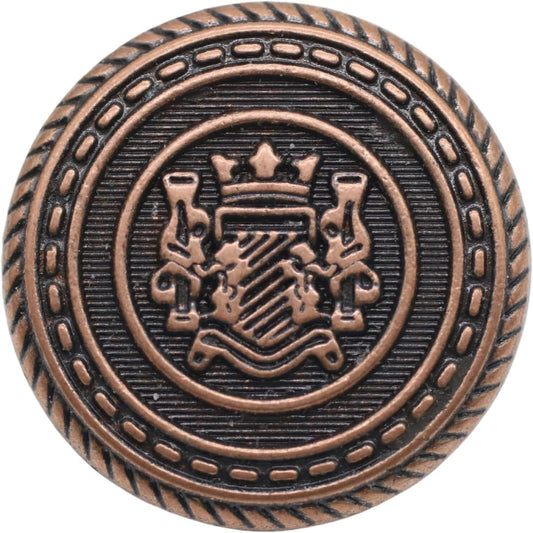 Antique Copper Metal Shank Buttons - 12 Pcs - 3 Size Options - Kingdom Round Metal Shank Buttons Vintage for Men Women Blazer Coat Uniform Shirt Suit and Jacket Sewing Craft DIY N20203