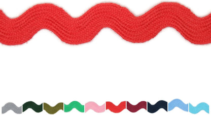 Cotton RIC Rac Trim - 3/4 Inch - 27 Yards - Wave Bending Fringe Trim Cotton Lace Ribbon RIC Rac Trim for Sewing Clothes Gift Wrapping Home Party Decoration CTR0208, Red