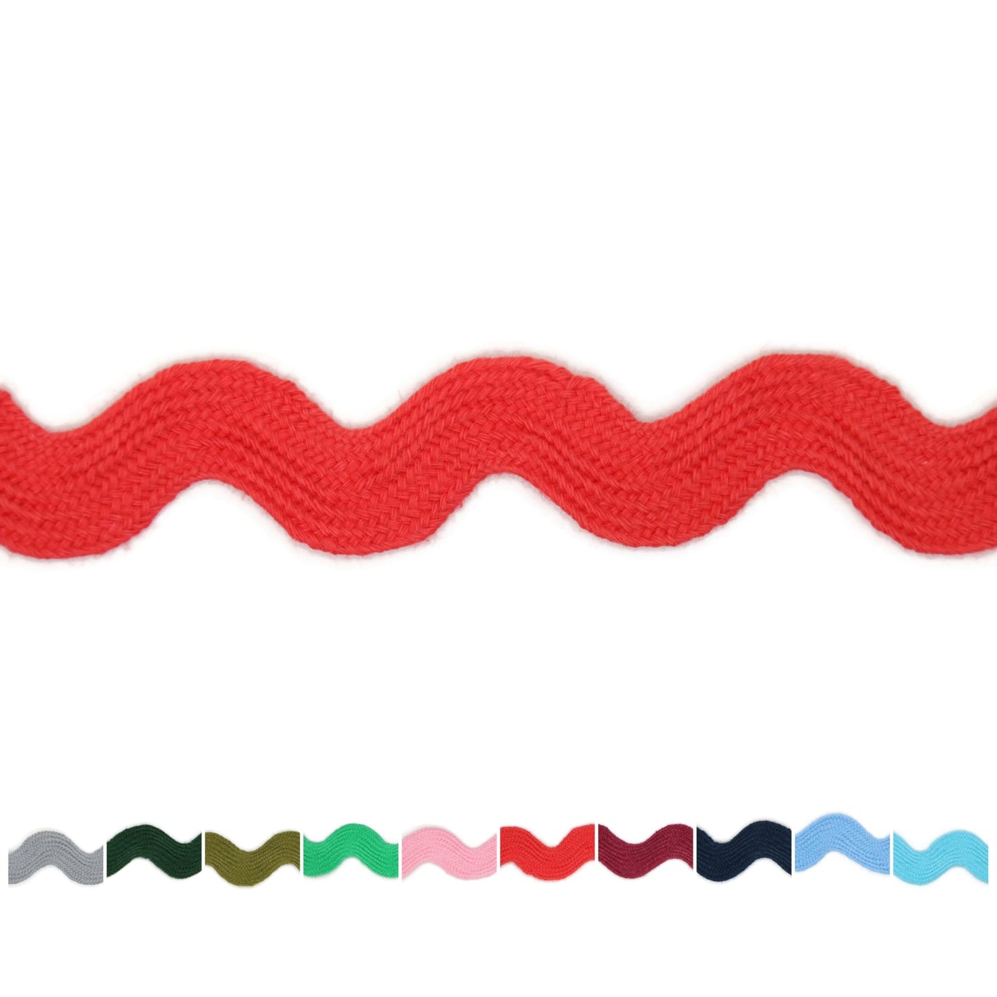 Cotton RIC Rac Trim - 3/4 Inch - 27 Yards - Blue Wave Bending Fringe Trim Cotton Lace Ribbon RIC Rac Trim for Sewing Clothes Gift Wrapping Home Party Decoration CTR0202