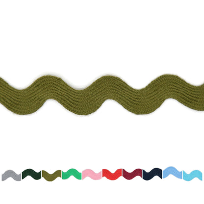 Cotton RIC Rac Trim - 3/4 Inch - 5 Yards - Sage Green Wave Bending Fringe Trim Cotton Lace Ribbon RIC Rac Trim for Sewing Clothes Gift Wrapping Home Party Decoration CTR02055