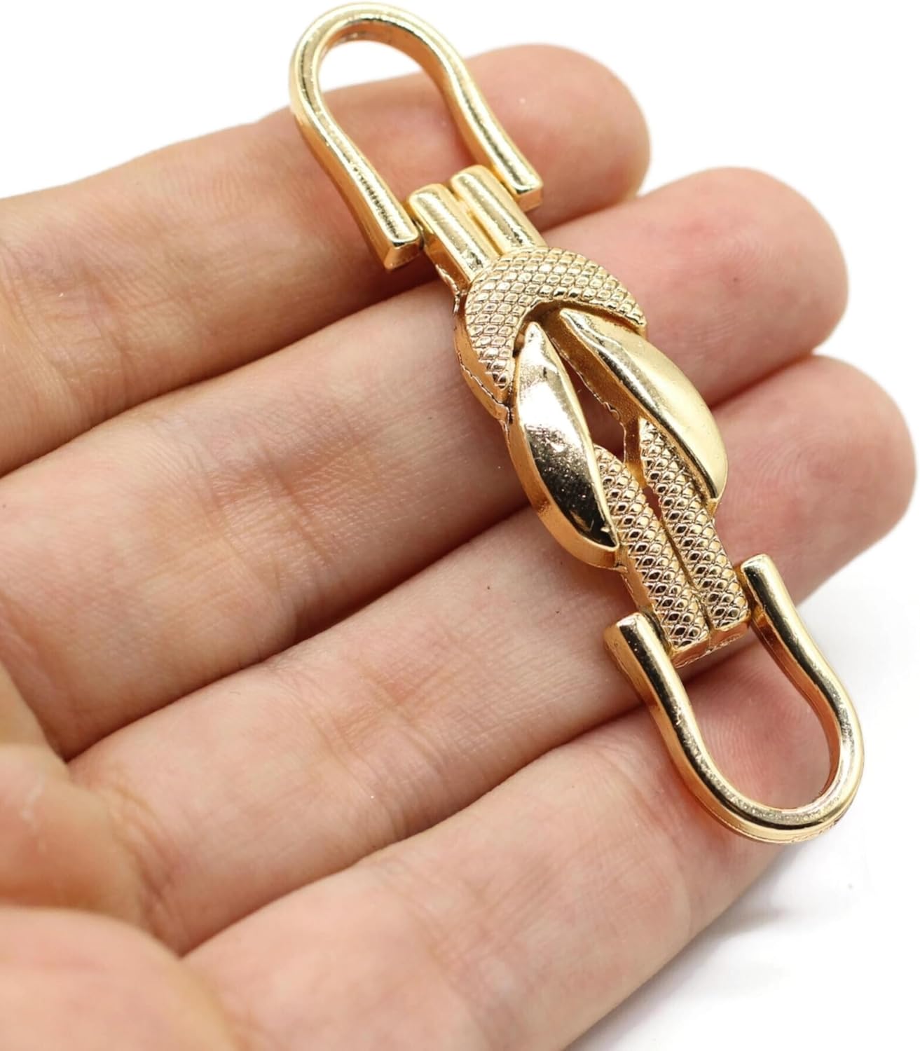 2.6 Inch (66mm) Gold Zinc Alloy Metal Shoe Buckle - 2 Pcs - Equestrian Buckles For Craft & Sewing Project BG0902