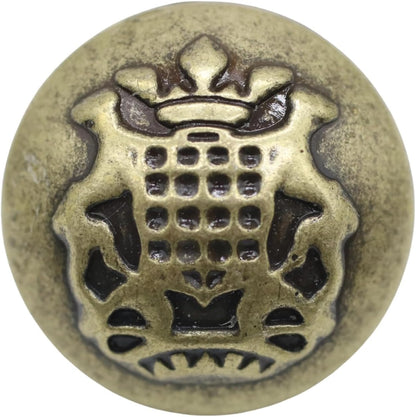 Bronze Metal Shank Buttons - 12 Pcs - 3 Size Options - Crown Floral Round Metal Shank Buttons for Men Women Blazer Coat Uniform Shirt Suit and Jacket Sewing Craft DIY N17003