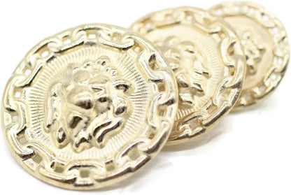 Gold Metal Shank Buttons - 12 Pcs - 3 Size Options - Lion Round Metal Shank Buttons for Men Women Blazer Coat Uniform Shirt Suit and Jacket Sewing Craft DIY N2203