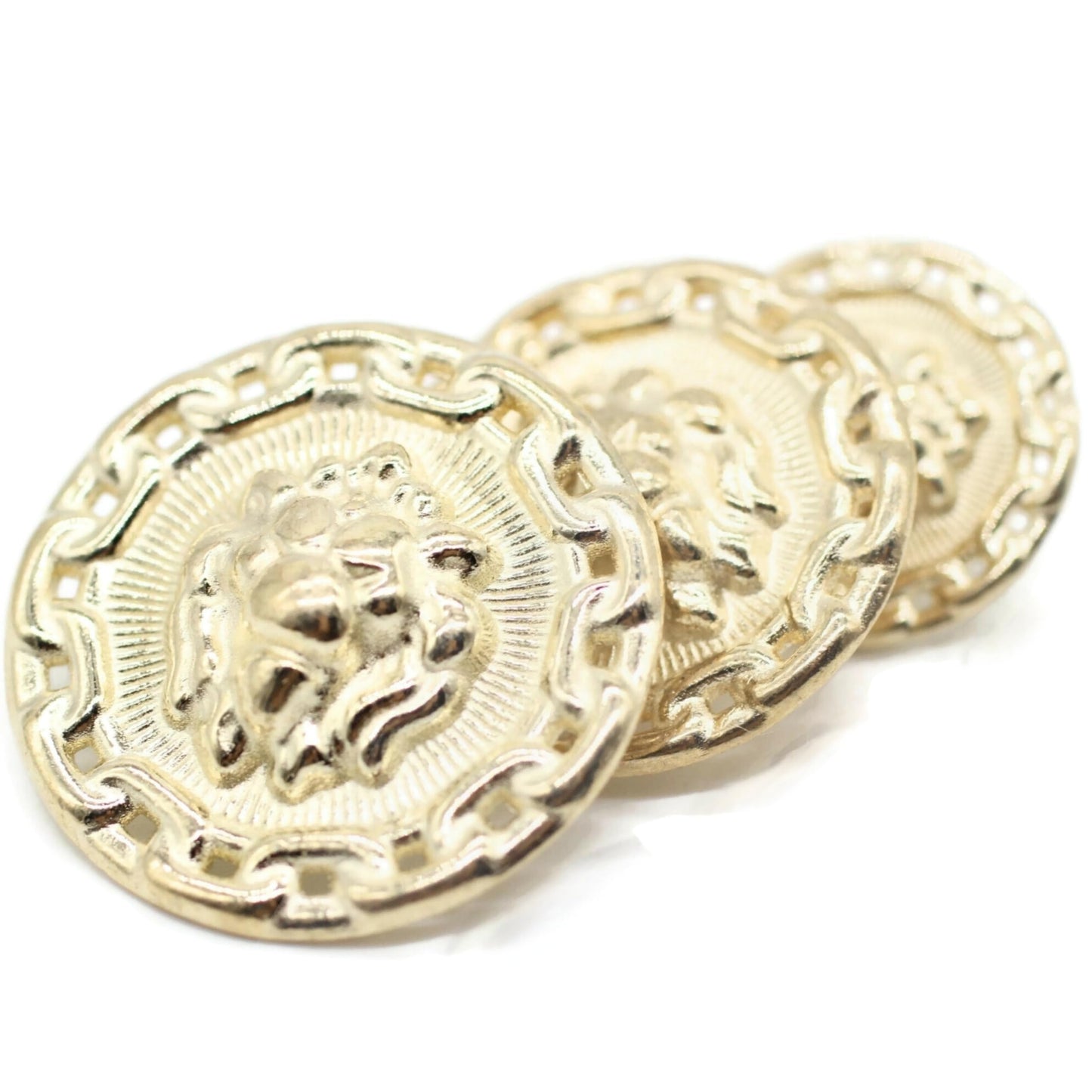 Gold Metal Shank Buttons - 12 Pcs - 3 Size Options - Lion Round Metal Shank Buttons for Men Women Blazer Coat Uniform Shirt Suit and Jacket Sewing Craft DIY N2203