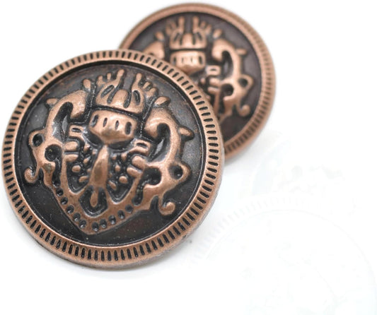 Antique Copper Metal Shank Buttons - 12 Pcs - 2 Size Options - Round Metal Shank Buttons Vintage for Men Women Blazer Coat Uniform Shirt Suit and Jacket Sewing Craft DIY N21102