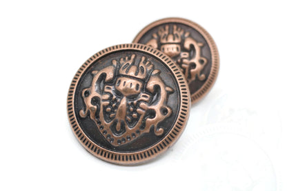 Gold Metal Shank Buttons - 12 Pcs - 2 Size Options - Luxury French Kingdom Coins Round Metal Shank Buttons for Men Women Blazer Coat Uniform Shirt Suit and Jacket Sewing Craft DIY N1302